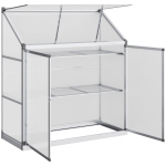 Outsunny 3 Tier Greenhouse Garden Outdoor Cold Frame Plant Flower Growth Transparent Polycarbonate Board Openable Roof Sliding Door w / Foundation 129.5L x 58W x 140H cm
