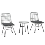 Outsunny Set masuta de cafea si 2 scaune , din ratan PE, Gri