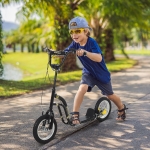 HOMCOM Youth Scooter Front and Rear Caliper Dual Brakes 12-Inch Inflatable Front Wheel Ride On Toy For Age 5+