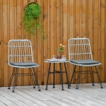 Outsunny Set masuta de cafea si 2 scaune , din ratan PE, Gri