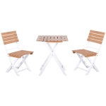 Outsunny 3 Piece Patio Bistro Set, Folding Outdoor Chairs and Table Set, Pine Wood Frame for Poolside Garden, Natural