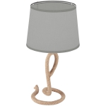 HOMCOM Farmhouse Table Lamp with Rope Base, Desk Fabric Light, Bedroom, Living room