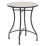 Outsunny Gartentisch Mosaiktisch Balkontisch Beistelltisch Seviertisch rund Stahl + Keramik Orange + Weiß Ø60 x H71 cm