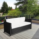 Outsunny Rattan 3-Seater Sofa-Black