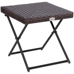 Outsunny Square PE Wicker Rattan Folding Table - Brown