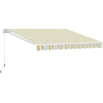 Outsunny Toldo Retráctil Con Manivela Toldo de 300x250cm con Brazo Articulado de Aluminio y Poliéster 280g/m² Rayas Naranja Beige y Blanco