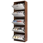 Homcom Dulap pentru Pantofi, Modern in Lemn cu 5 Sertare pentru 30 Perechi de Pantofi, Alb si Maro, 60 x 28 x 189cm
