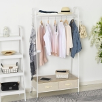 Homcom Stand Rella Cuier cu 2 Sertare din Metal Alb si Bej 99x47x185cm