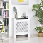 Homcom Masca Calorifer in Lemn cu Grilaj Alb, 78x82x19cm