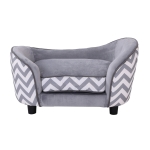 PawHut Haustiersofa Hundecouch Hundesofa Hundebett Hundematte Katze Kissen gepolstert Holz Schaumstoff Grau 68,5 x 40,5 x 40,5 cm