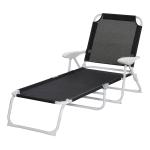 Outsunny Liegestuhl Sonnenliege Klappbare Strandliege 4-stufige Gartenliege Netzstoff Schwarz 160 x 66 x 80 cm