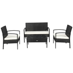 Outsunny Set Mobila in PE Rattan de Extern cu Masa, 2 Fotolii si Canapea cu Perne, Negru