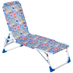 Outsunny Sedia Sdraio per Bambini Pieghevole in Metallo e Poliestere Azzurro Fantasia