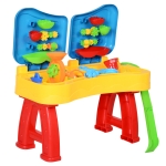 HOMCOM Kinder Sand- und Wasserspieltisch Sandspielzeug, Sandkastentisch mit 31-tlg. Zubehör, Spieltisch, Strandspielzeug, ab 3 Jahren, PP, 73 x 35 x 70 cm