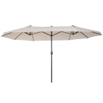 Outsunny Sonnenschirm Gartenschirm Marktschirm Doppelsonnenschirm Terrassenschirm mit Handkurbel Beige Oval 460 x 270 x 240 cm