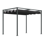 Outsunny Pergola Pavillon Terrassenüberdachung mit Schiebedach Polyester Schwarz 298 x 213 x 222 cm