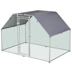 PawHut Gallinero de Exterior 280x193,5x195 cm Jaula con Cerradura para Aves de Corral de Metal Galvanizado y Cubierta Oxford