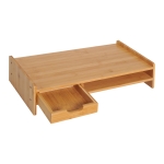 HOMCOM Monitor Riser Laptop PC Plinth Stand TV Computer Desktop Organiser W/Drawer Bamboo