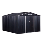 Outsunny Abrigo de Jardim Exterior Abrigo e Jardim Metálico para Armazenamento de Ferramentas com Base Incluída e 4 Janelas 322x277x192cm Cinza Escuro