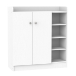 HOMCOM Meuble de rangement à chaussures pour entrée - armoire à chaussures avec 4 compartiments ouverts et placard double porte - étagère réglable - max. 12 paires - 83L x 30l x 90H cm - blanc