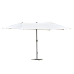 Outsunny 4.6M Sun Umbrella Canopy Double-sided Crank Sun Shade w/ Cross Base Off White