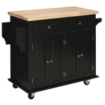 Desserte de cuisine multi-rangements MDF hévéa