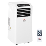 HOMCOM Mobile Klimaanlage, 2,6 kW 3-in-1 Klimagerät - Kühlen, Entfeuchtung und Ventilation – Luftentfeuchter, Ventilator 12-18㎡ 24h Timer, mit Fernbedienung, 2 Geschwindigkeitsstufen, LED-Display, ABS