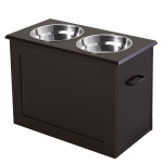 PawHut Portaciotole Rialzato per Cani con 2 Ciotole di Φ24cm in Acciaio Inox