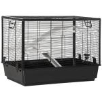 PawHut Habitat de cusca pentru animale mici de interior pentru porcusori de guinea, hamsteri, chinchilla, cu accesorii, 80x48x58 cm, negru