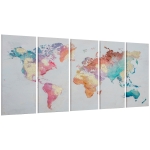 HOMCOM 5 Piese Canvas Wall Art Harta Lumii, Tablouri de Perete pentru Decor Dormitor Sufragerie, 80 x 40 cm x 4