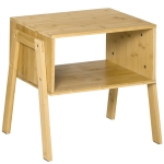 HOMCOM Noptiera Multifunctionala Masuta pentru Canapea din Bambus Natural, Design Deschis, 43x32.5x42cm, Culoare Natur