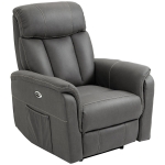 HOMCOM Poltrona Reclinável Elétrica Estofada em Tecido Técnico Poltrona Relax com Reclinação 155° Apoio para os Pés e 2 Bolsos Laterais 95x90x105cm Cinza