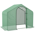 Outsunny Foliengewächshaus Tomatengewächshaus Treibhaus Frühbeet mit Fenster und Tür Grün Stahl PVC-Kunststoff 180 x 100 x 168 cm