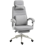 Vinsetto Poltrona da Ufficio Sedia Ergonomica, Cuscino Lombare, Poggiatesta e Poggiapiedi Estraibile, Grigia 62x68x117-127cm