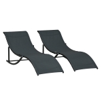 Outsunny 2 Tumbonas Plegables en Forma de S Ergonómica con Marco de Aluminio Textilene para Piscina Patio Jardín Terraza 165x61x63 cm Negro