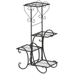 Outsunny regał na kwiaty z metalu 4 poziomy regał na rośliny kwietnik stojak na kwiaty do wnętrz i na zewnątrz ogród balkon kolor czarny 45 x 24,5 x 80 cm