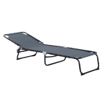 Outsunny leżak składany leżak ogrodowy składany ogród 4-stopniowa regulacja oparcia stal tkanina siatkowa kolor ciemnoszary 197 x 58 x 76 cm | Aosom