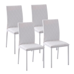 HOMCOM Conjunto de 4 Cadeiras de Sala de Jantar Estofadas com Pés de Metal Cadeiras Modernas para Cozinha Carga Máxima 120kg 41x50x91cm Branco