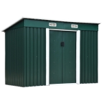 Outsunny Casuta pentru Gradina din Otel cu 2 Usi Glisante, 255x131x160-182 cm, Verde