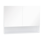 HOMCOM Dulap cu oglinda de perete cu lumini LED, raft deschis si raft intern reglabil, sticla si MDF, 80x15x60cm