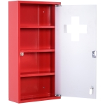 Homcom Armadietto Cassetta Pronto Soccorso per Medicinali Rosso, 60x30x12cm