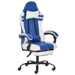 Vinsetto Poltrona Gaming e da Ufficio in Similpelle Blu e Bianca Reclinabile e con Poggiapiedi Estraibile