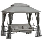 Outsunny Hollywoodschaukel Gartenschaukel Schaukel mit Seitenwänden 3-Sitzer Dunkelgrau 256 x 172 x 248 cm