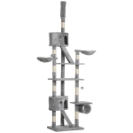 PawHut Katzenbaum Kratzbaum Katzenkratzbaum Kletterbaum Katze Sisal deckenhoch (Hellgrau) 60 x 45 x 240-260 cm