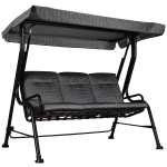 Outsunny® Hollywoodschaukel 3-Sitzer Gartenschaukel Verstellbares Sonnendach Textilene