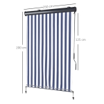 Outsunny Copertina Retractabila tip Rulou Manivela Alba si Albastra 250 x 200 cm