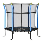 HOMCOM 5,3FT Trampolin für Kinder Gartentrampolin mit Sicherheitsnetz Randabdeckung Gummiseil gepolstert Fitness-Trampolin Mini-Trampoline mit Netz Stahl Blau 163,5H cm bis 60 kg