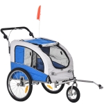 PawHut 2 in 1 hondenaanhanger fietskar jogger vlag regenhoes voor honden 4 kleuren