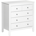 HOMCOM Chest of Drawers, Five-Drawer Storage Cabinet, with Metal Handles and Runners, for Bedroom – White