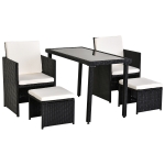 Outsunny 4-Seater Rattan Set-Black/Creamy White